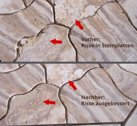 Steinboden reparieren vorher nachher